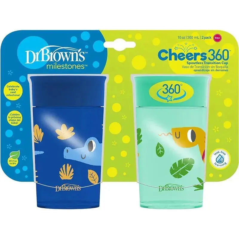 Dr Brown - Milestones Cheers 360 Transition Sippy Cup, Blue Alligator and Turquoise Snake, 10 oz, 2 Pack Image 10