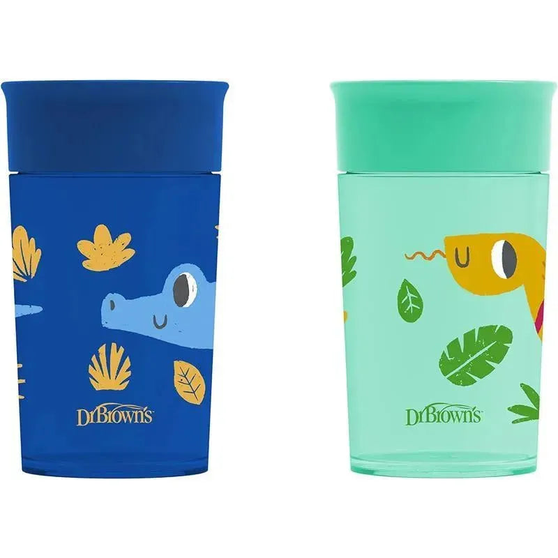 Dr Brown - Milestones Cheers 360 Transition Sippy Cup, Blue Alligator and Turquoise Snake, 10 oz, 2 Pack Image 4