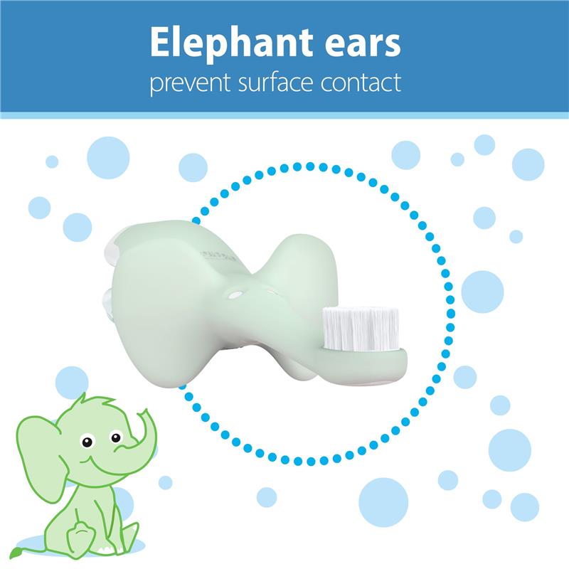 Dr. Brown’s Infant-to-Toddler Training Toothbrush Set, Mint Elephant with Fluoride-Free Strawberry Baby Toothpaste Image 5