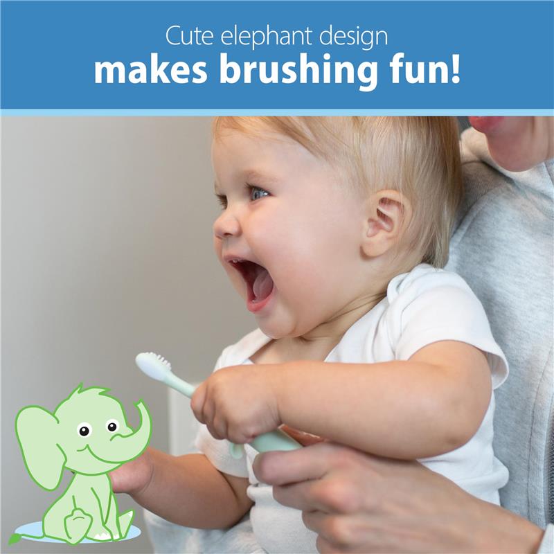 Dr. Brown’s Infant-to-Toddler Training Toothbrush Set, Mint Elephant w