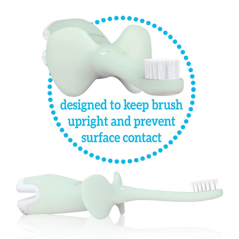 Dr. Brown’s Infant-to-Toddler Training Toothbrush Set, Mint Elephant with Fluoride-Free Strawberry Baby Toothpaste Image 9