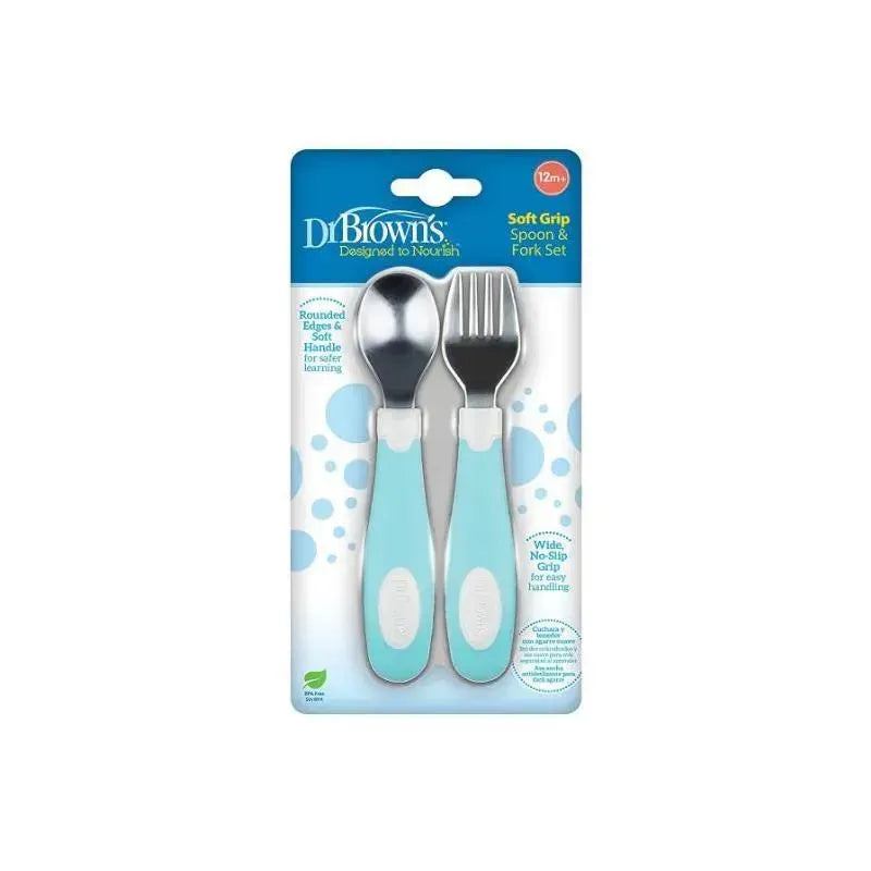 Dr. Brown - Soft Grip Spoon & Fork Set, Teal Image 4