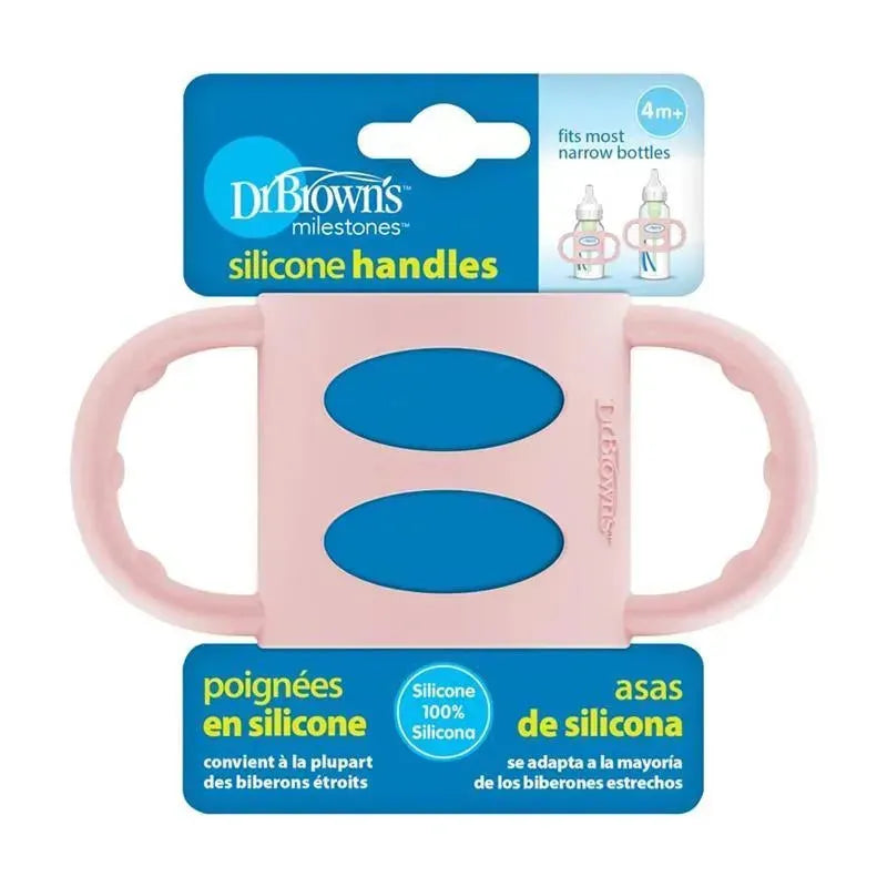 Dr. Brown's 100% Silicone Narrow Baby Bottle Handles, Light Pink Image 1