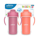 Dr. Brown's 2Pk Milestones Insulated Sippy Cup with Straw and Handles, Pink/Coral, 10 Oz/300 ml Image 1
