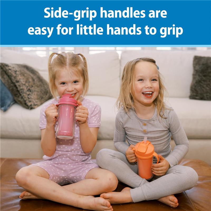 Dr. Brown's 2Pk Milestones Insulated Sippy Cup with Straw and Handles, Pink/Coral, 10 Oz/300 ml Image 5