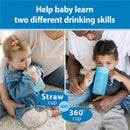 Dr. Brown's 2Pk Milestones Straw to 360 Convertible Toddler Training Cup Set with Interchangeable Silicone Straw and 360 Degree Cup Lids, Blue Ocea Image 2