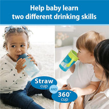 Dr. Brown's 2Pk Milestones Straw to 360° Cup Set, Convertible Toddler Training Cup Set with Interchangeable Silicone Straw and 360 Degree Cup Lids, Image 2