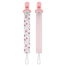 Dr. Brown's 2Pk Pacifier Clips, Universal Fit Fabric Strap for Pacifiers, Flowers & Stripes Image 1