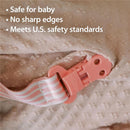 Dr. Brown's 2Pk Pacifier Clips, Universal Fit Fabric Strap for Pacifiers, Flowers & Stripes Image 3