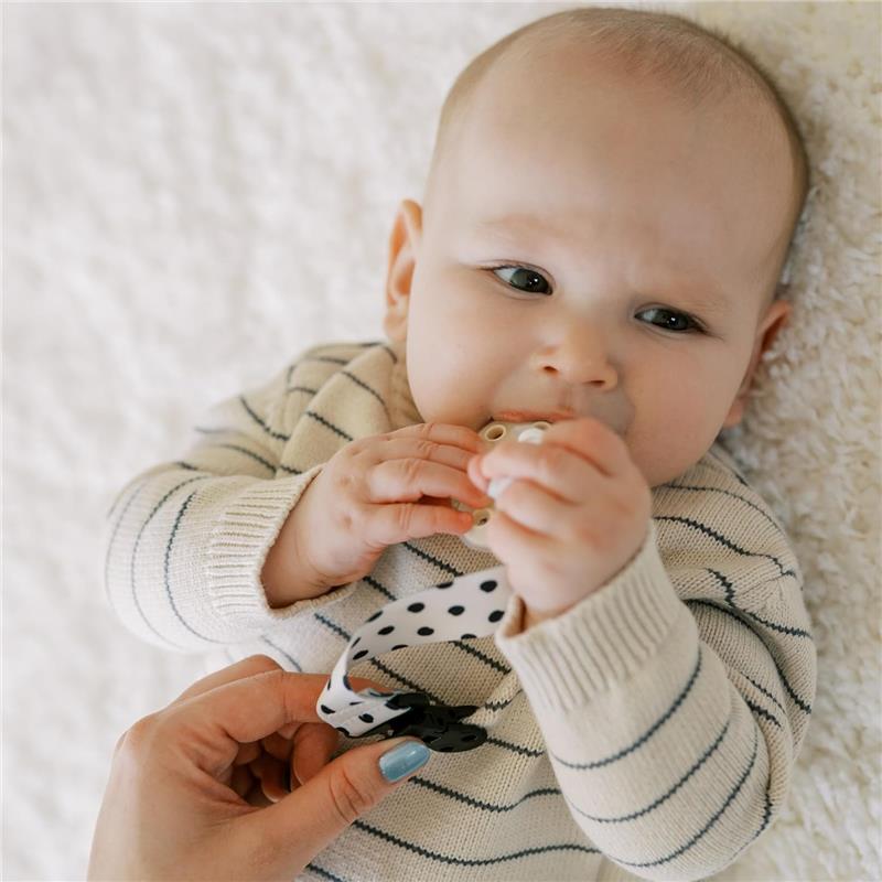 Dr. Brown's 2Pk Pacifier Clips, Universal Fit Fabric Strap for Pacifiers, Flowers & Stripes Image 8