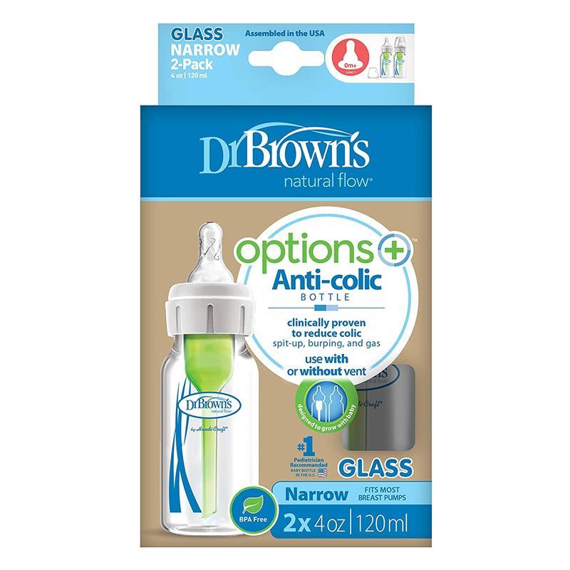 Dr. Brown's 4 Oz / 120 Ml Options+ Glass Narrow Baby Bottles, 2-Pack Image 2