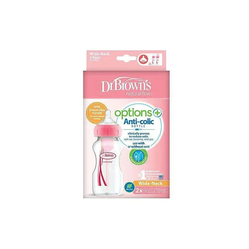 Dr. Brown's - 9 Oz Options+ Wide-Neck Bottle 2Pk, Pink Image 2