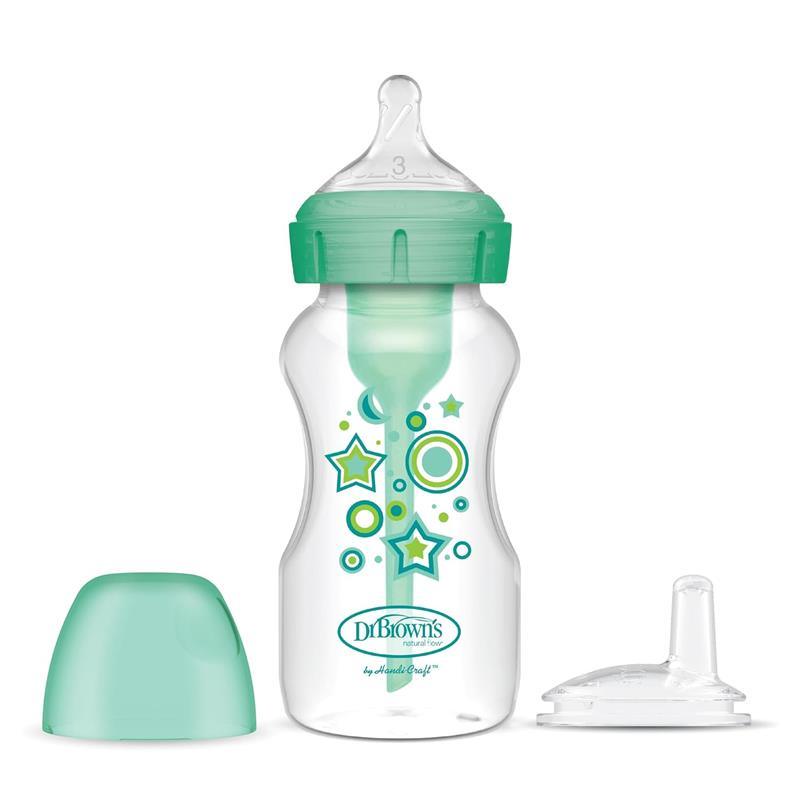 Dr. Brown's - 9 Oz Options+ Wide-Neck Bottle To Sippy, Green Image 1