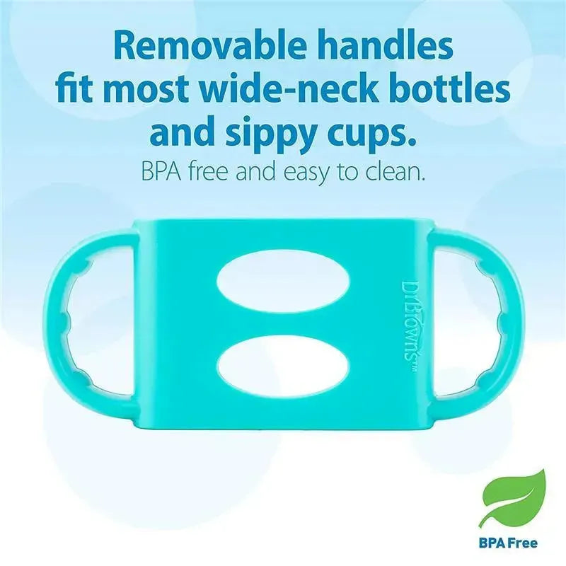 Dr. Brown's - 9 Oz/270 Ml Wide-Neck Sippy Spout Bottle W/ Silicone Handles, Blue Image 3