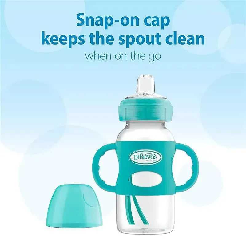 Dr. Brown's - 9 Oz/270 Ml Wide-Neck Sippy Spout Bottle W/ Silicone Handles, Blue Image 5