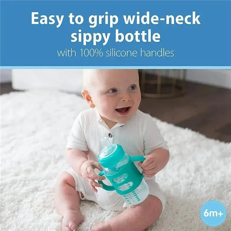 Dr. Brown's - 9 Oz/270 Ml Wide-Neck Sippy Spout Bottle W/ Silicone Handles, Blue Image 9