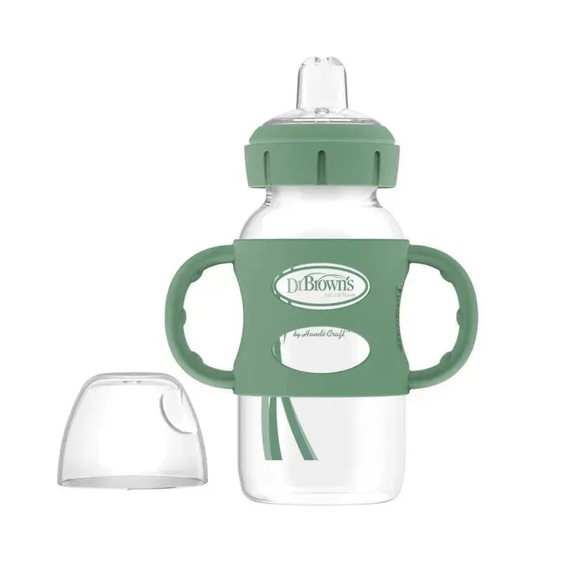 Dr. Brown's - 9 Oz/ 270 Ml Wide-Neck Sippy Spout Bottle With Silicone Handles, Green Image 2