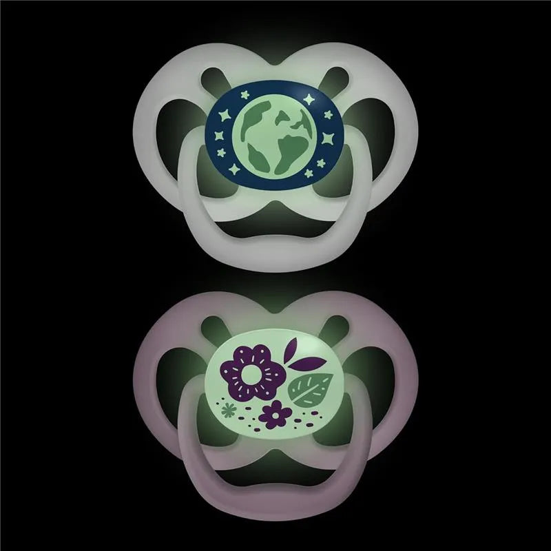 Dr. Brown's Dr. Brown’s Advantage Pacifiers, Stage 2, Glow In The Dark, Pink/Gray, 2-Pack Image 4