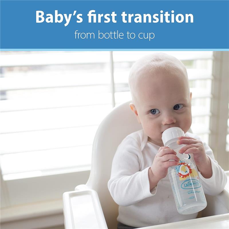 Dr. Brown's Milestones Narrow Sippy Bottle, 100% Silicone Soft Sippy Spout, 8oz/250mL, 6M+, Lion Image 3
