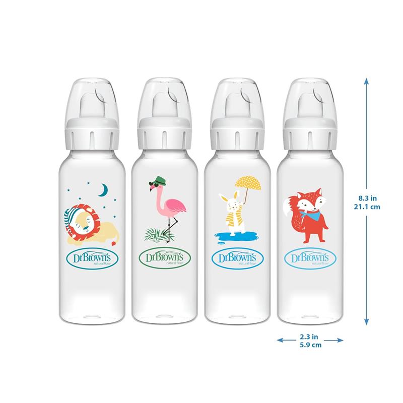 Dr. Brown's Milestones Narrow Sippy Bottle, 100% Silicone Soft Sippy Spout, 8oz/250mL, 6M+, Lion Image 6