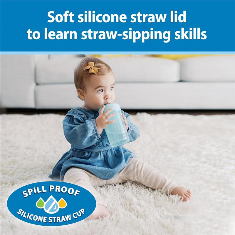 Dr. Brown's Milestones Straw to 360 Convertible Toddler Training Cup Set, 10 oz/300 mL, Ocean Blue Image 8