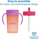 Dr. Brown's Milestones Straw to 360 Convertible Toddler Training Cup Set, 10 oz/300 mL, Pink Coral Image 4