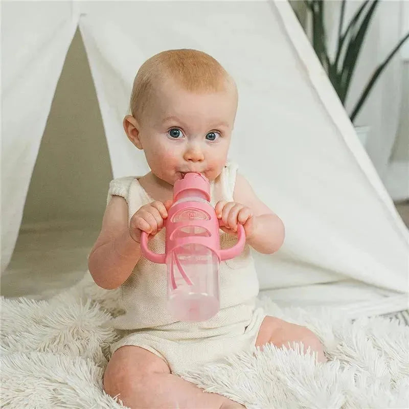 Dr. Brown's - 8Oz Narrow Sippy Straw Bottles W/ Silicone Handles, Pink Image 5