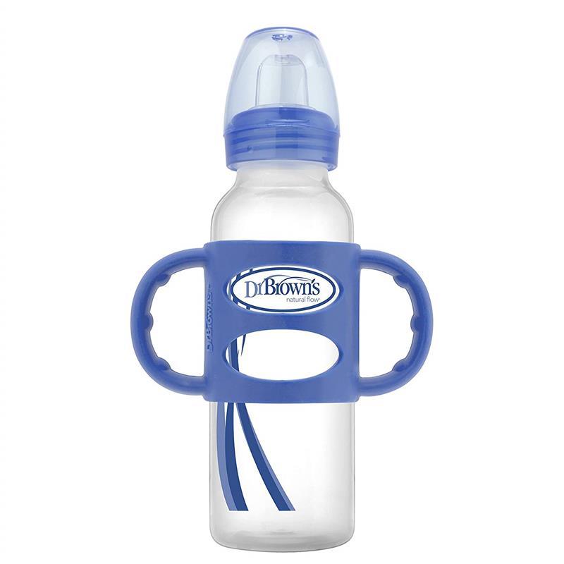 Dr. Brown's Sippy Spout Baby Bottle with 100% Silicone Handle, Blue Image 1