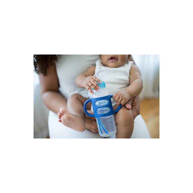 Dr. Brown's Sippy Spout Baby Bottle with 100% Silicone Handle, Blue Image 5