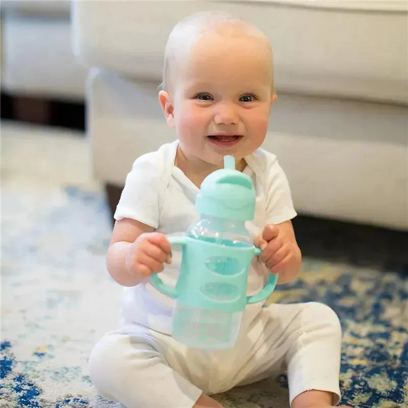Dr. Brown's - Wide-Neck Sippy Straw Bottles W/ Silicone Handles, Green Image 3