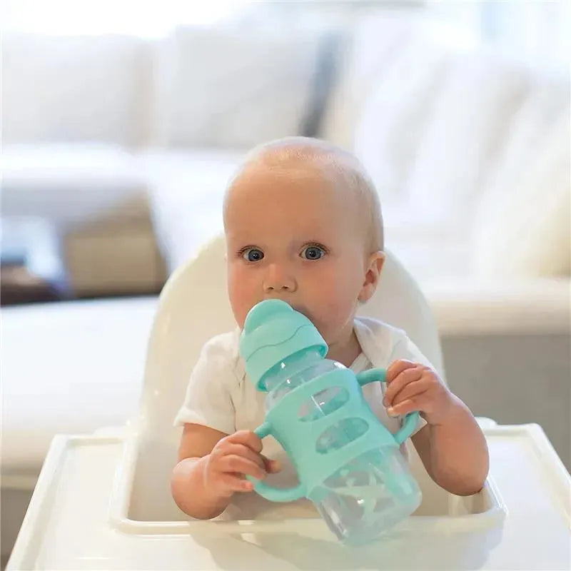 Dr. Brown's - Wide-Neck Sippy Straw Bottles W/ Silicone Handles, Green Image 4
