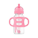 Dr. Brown's - Wide-Neck Sippy Straw Bottles W/ Silicone Handles, Pink Image 2