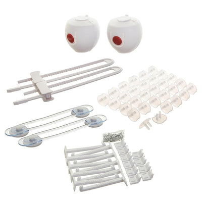 Dreambaby Home Safety Kit - 46 pieces including cabinet locks, outlet covers, anti-tip straps, and corner protectors.