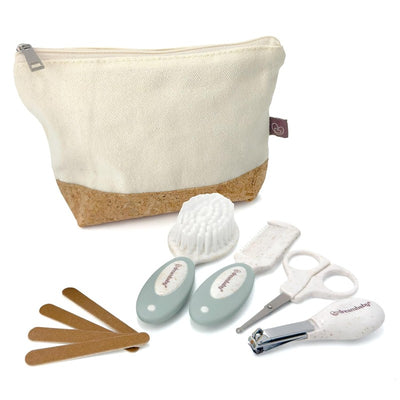Dreambaby Neat & Tidy Grooming Kit includes a zippered pouch and nine grooming tools: comb, scissors, nail clippers, and emery boards.