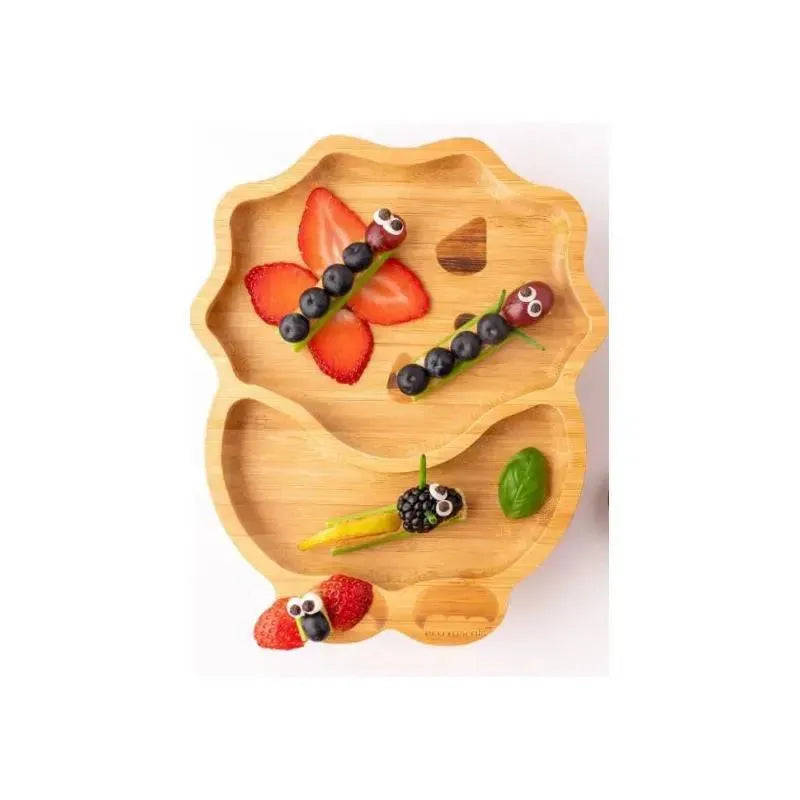 Eco Rascals Bamboo Suction Plate With Two Sections Dino, Green Image 2