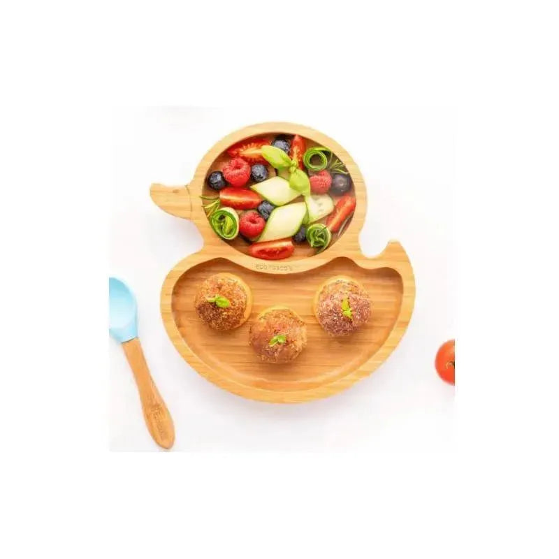 Eco Rascals Bamboo Suction Plate With Two Sections Duck, Pink Image 3