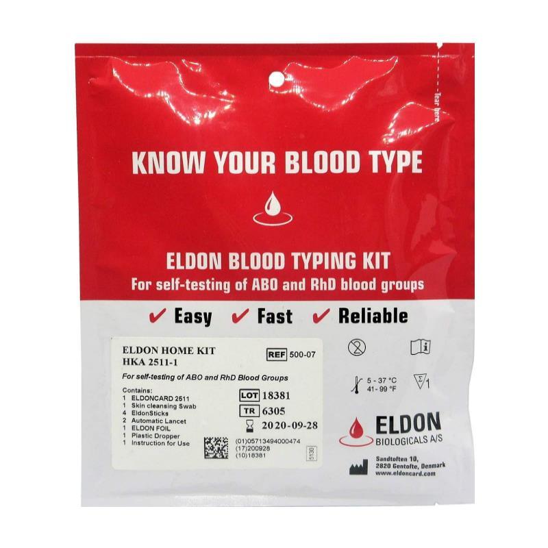 Eldon Blood Typing Kit - KNOW YOUR BLOOD TYPE Image 1