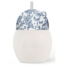 Elhee Straw Cup Tartine et Chocolat with a blue Toile de Jouy patterned lid, 240 ml capacity.