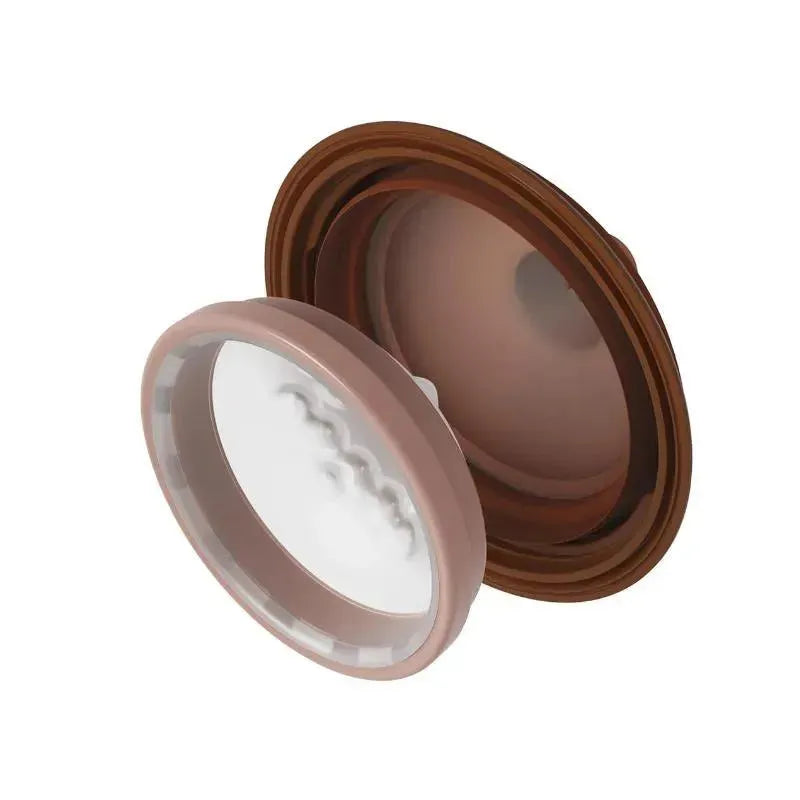 Two baby nipples from Emulait in deep color, showcasing smooth surface and an ergonomic design for infants.