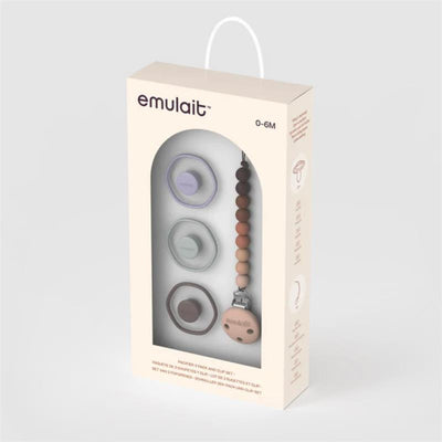 Emulait - 3Pk Pacifier & Clip Gift Set, 0/6M Image 1