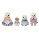 Epoch Calico Critters Sea Otter Family featuring four otter figures in colorful outfits, including dresses and shorts.