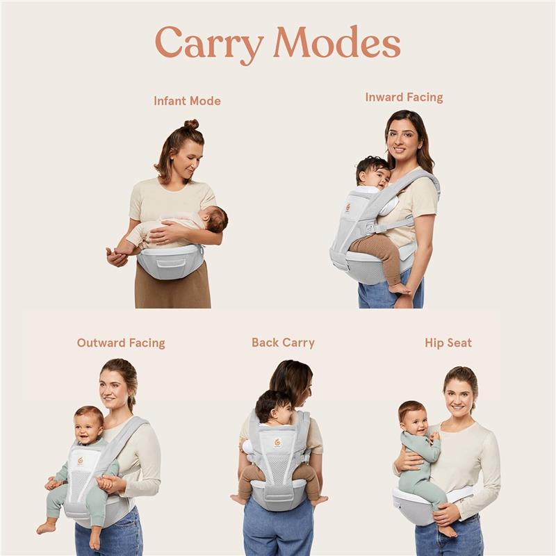 Ergobaby Alta Hip Seat Baby Carrier for Babies and Toddlers, Pearl Grey Image 2