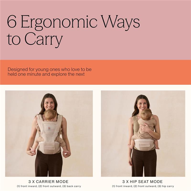 Ergobaby Alta Hip Seat Baby Carrier for Babies and Toddlers, Pearl Grey Image 4