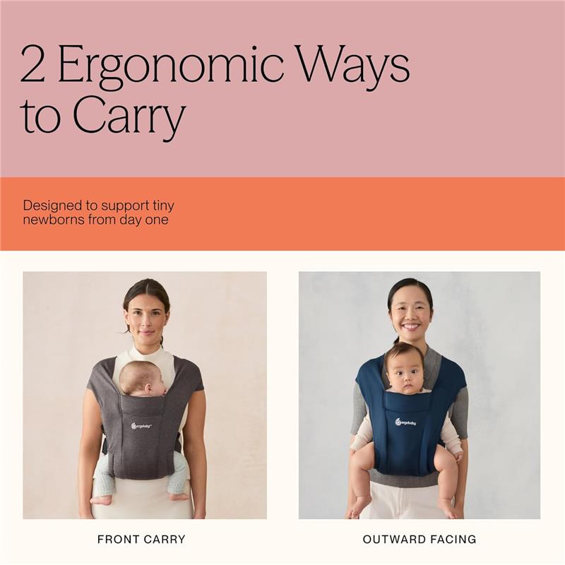 Ergobaby Embrace Newborn Baby Carrier, Heather Grey Image 3