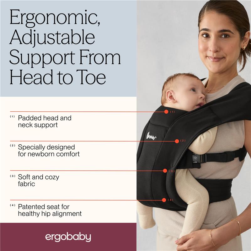 Ergobaby Embrace Newborn Baby Carrier, Pure Black Image 4