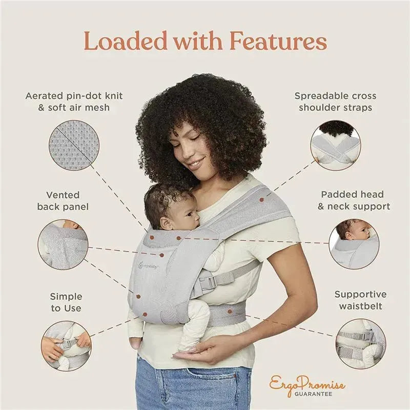 Ergobaby - Embrace Baby Carriersoft Air Mesh, Washed Black Image 9