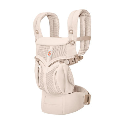 Ergobaby Omni Classic Baby Carrier in natural beige, designed for newborns to toddlers, featuring adjustable straps and side pockets.