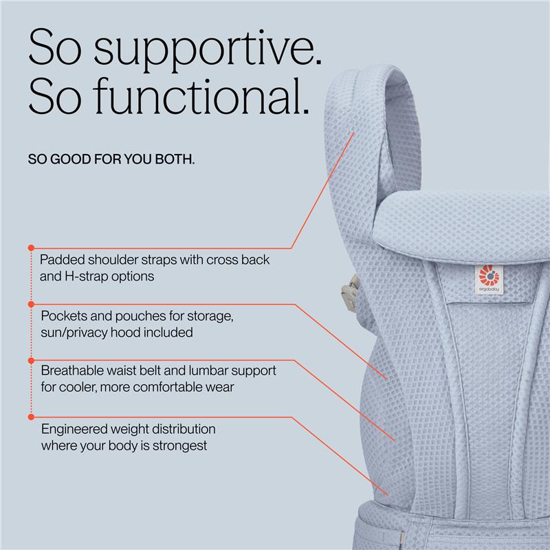 Ergobaby Omni Deluxe Mesh Baby Carrier for Newborn to Toddlers, Serene Blue Image 5