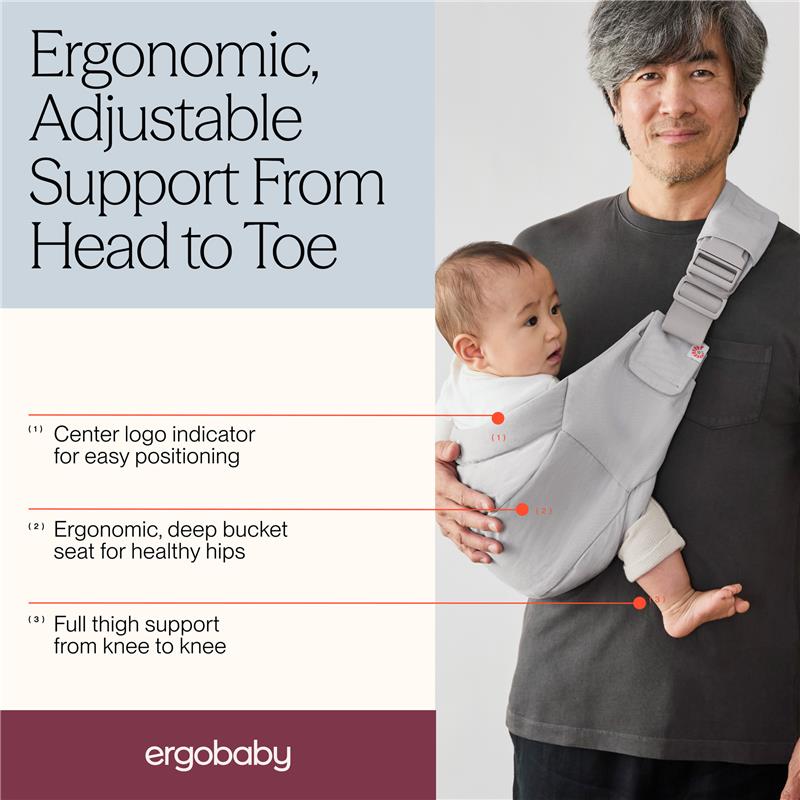 Ergobaby Upsie Sling Baby Carrier for Babies and Toddlers, Pearl Grey Image 4