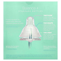 Evenflo Feeding 3-pack Balance + Standard Bottles, 9 oz, featuring a unique nipple design for babies switching between breast and bottle.